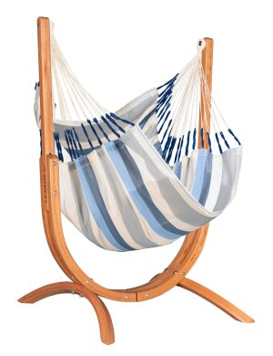 LA SIESTA® Udine Outdoor Sea Salt - Weather-Resistant Hammock Chair with FSC™ certified Eucalyptus Stand